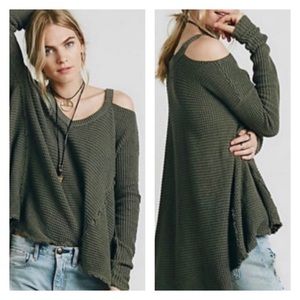 Free People off shoulder cold shoulder V Neck